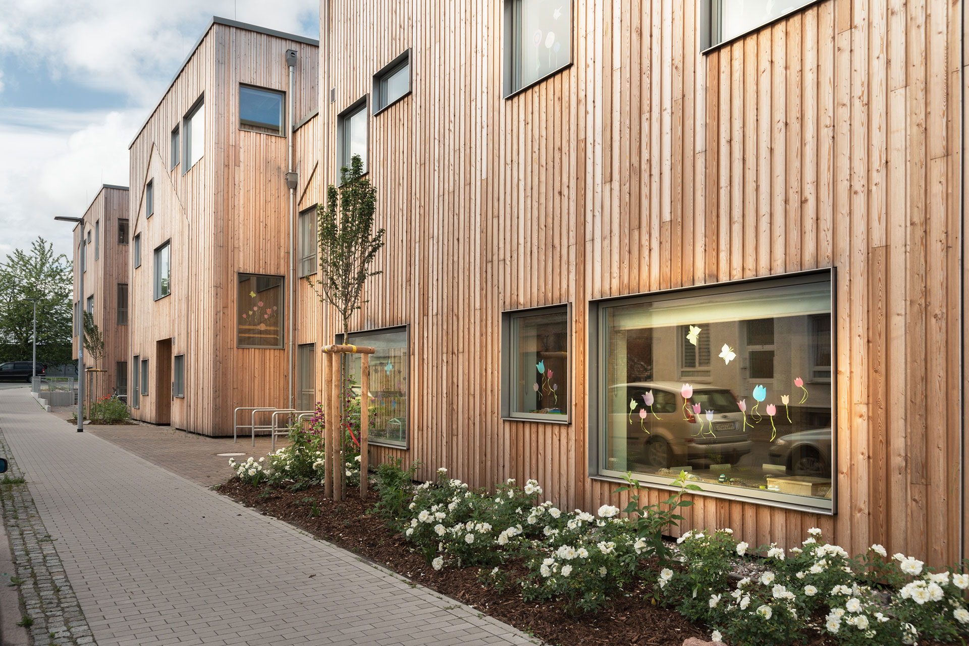 Holzrahmenbau an einer Verbundeinrichtung in Wismar 